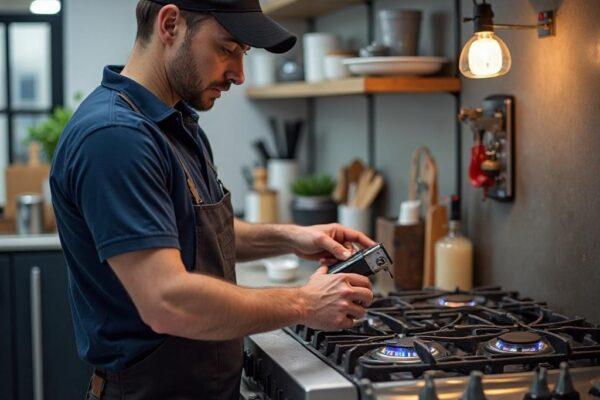 Electric stove burner being tested after appliance repair